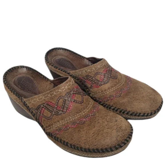 Clarks brown leather Artisan slip on mule clog loafers SZ 7.5 - Picture 1 of 8